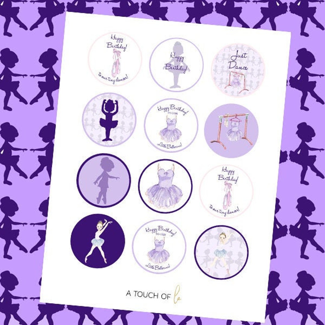PRINTABLE Purple Ballerina Cupcake Toppers, Purple Ballerina Cupcake ...