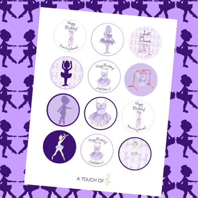PRINTABLE Purple Ballerina Cupcake Toppers Purple Ballerina - Etsy
