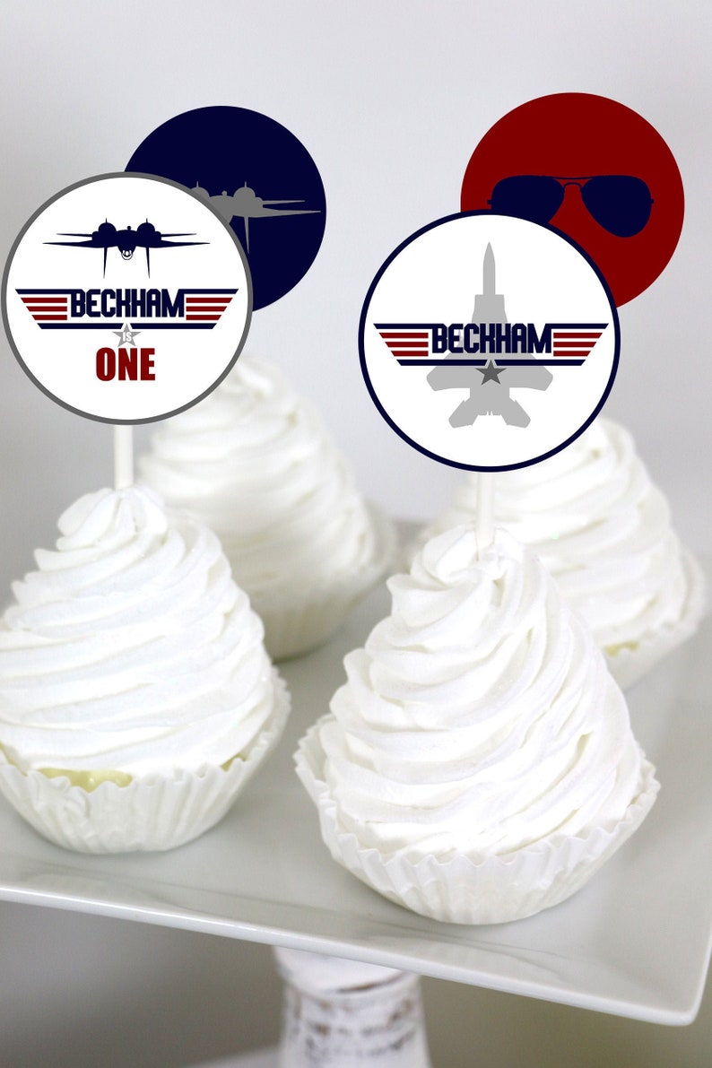 CUSTOMIZED PRINTABLE Top Gun Cupcake Toppers Custom Name Top Etsy