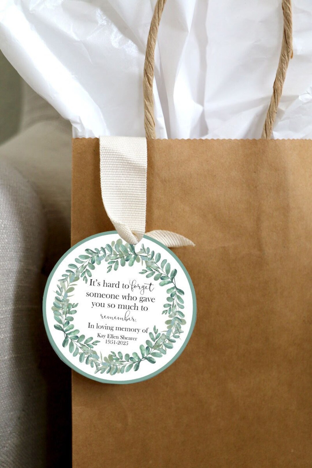 EDITABLE PRINTABLE Celebration of Life Favor Tag, Funeral Favor Tag