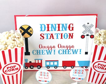 PRINTABLE Train Birthday Dining Station Sign , Train Birthday Dining Station Sign, Chugga Chugga Choo Choo Birthday Dining Station Sign