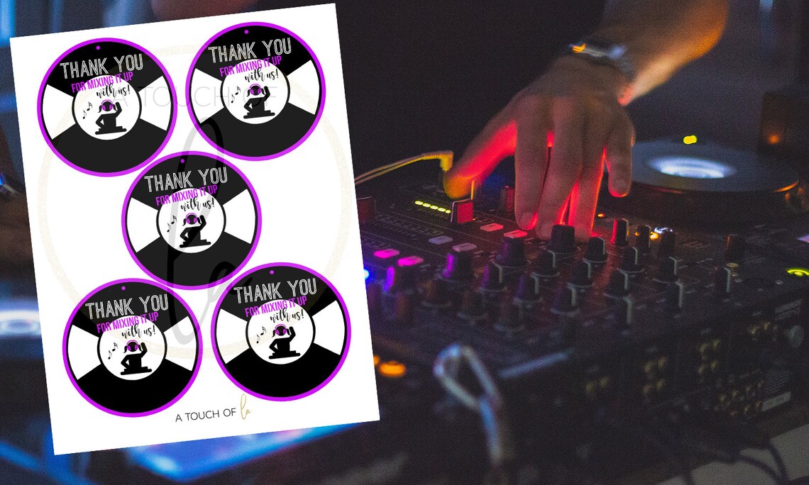 PRINTABLE Purple DJ Party Favor Tags Girls Music Party Favor Etsy
