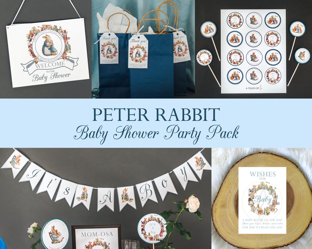 PRINTABLE Peter Rabbit Baby Shower Supplies, Peter Rabbit Baby Shower ...