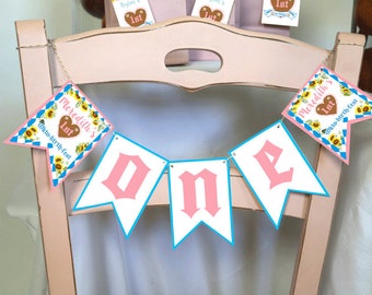 EDITABLE PRINTABLE Pink and Blue Oktoberfest High Chair Banner, Oktoberfest 1st Birthday Highchair Banner, Pink Oktoberfest First Birthday