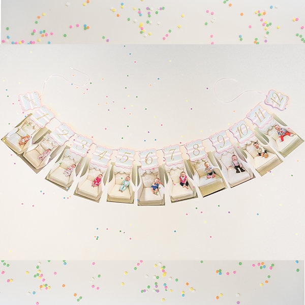 PRINTABLE Carousel Birthday Party Baby Photo Display First Birthday Photo Banner Baby's 1st Year Monthly Milestone Cards