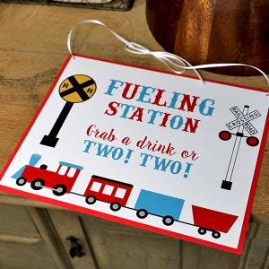PRINTABLE Train Birthday Fueling Station Sign , Train Birthday Fueling Station Sign, Chugga Chugga Choo Choo Birthday Fueling Station Sign