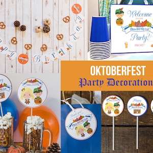 PRINTABLE Oktoberfest Birthday Party Supplies, Oktoberfest Birthday Decorations, Kids Oktoberfest Party Decor, Octoberfest Party Supplies