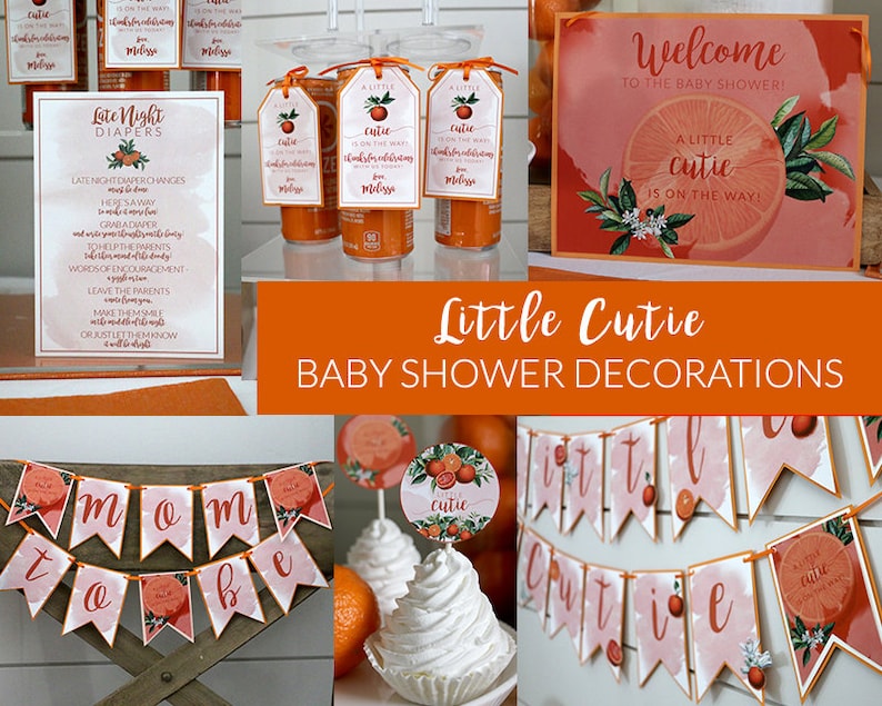 PRINTABLE Little Cutie Baby Shower Supplies Little Cutie Baby Etsy