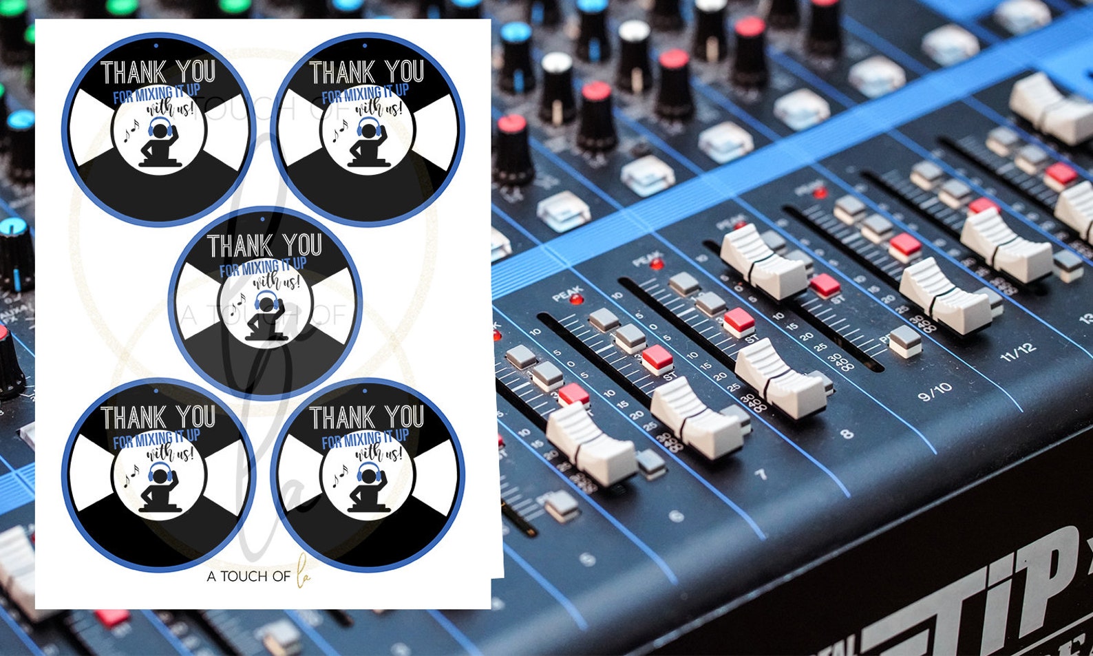 PRINTABLE Blue DJ Party Favor Tags Music Party Favor Tags Etsy