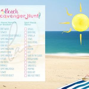 PRINTABLE Beach Party Scavenger Hunt Game (5 x 7), Digital Beach Party Activity, Sea Party Scavenger Hunt, Beach Party Printable Games