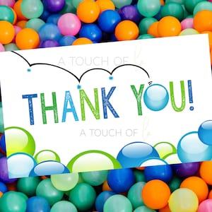 PRINTABLE Blue and Green Ball Party Thank You Notes, &quot;Let&#39;s Have a Ball&quot; Party Thank You Cards, &quot;It&#39;s a Ball to be One&quot; Thank You Cards