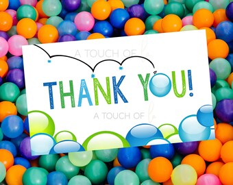 PRINTABLE Blue and Green Ball Party Thank You Notes, "Let's Have a Ball" Party Thank You Cards, "It's a Ball to be One" Thank You Cards