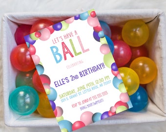 EDITABLE PRINTABLE Pink and Purple Ball Birthday Party Invitation, Girl's Ball Party Invitation PDF, Girl Let's Have A Ball Party Invitation