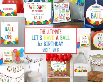 PRINTABLE The Ultimate Ball 1st Birthday Party Pack, Ball First Birthday Party Decorations Bundle, Bouncy Ball Birthday Party Supplies
