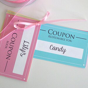EDITABLE PRINTABLE Rainbow Coupon Book, Printable Coupons for Girl's ...