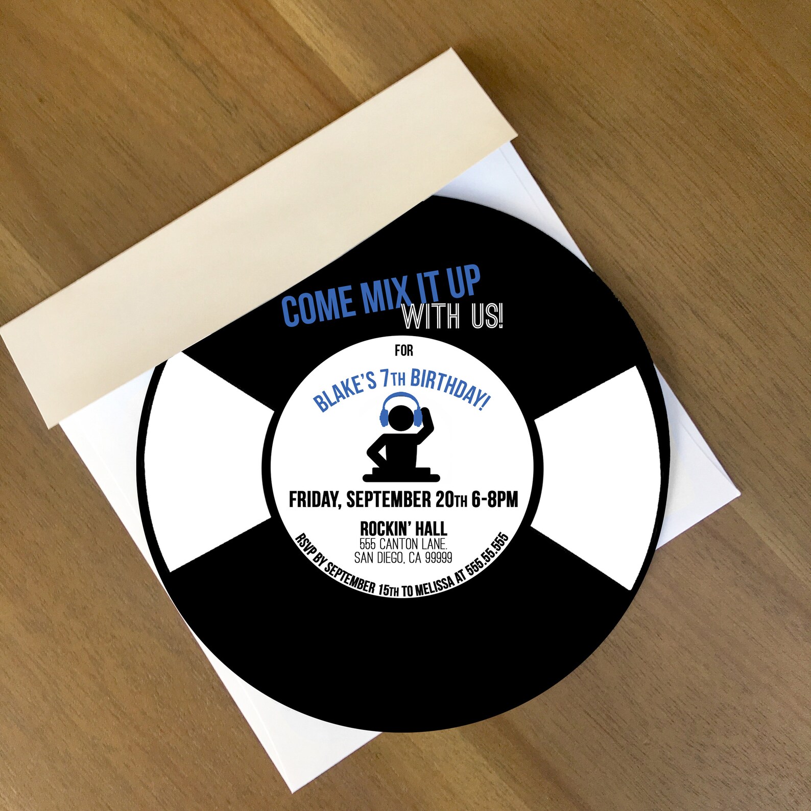 PRINTABLE Record Invitation 6 X 6 Digital Music Themed - Etsy