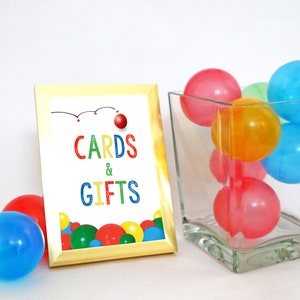 PRINTABLE "Cards and Gifts" Ball Party Sign (5 x 7), Ball Birthday Party Gifts Sign, Digital Let's Have a Ball Party Gift Sign