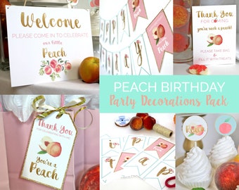 PRINTABLE Peach Party Supplies, Peach Birthday Decorations, Peaches Party Decor, Sweet as a Peach Party Supplies, Life's A Peach Party Decor