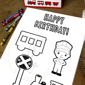 PRINTABLE Train Birthday Party Coloring Page, Choo Choo Train Party ...