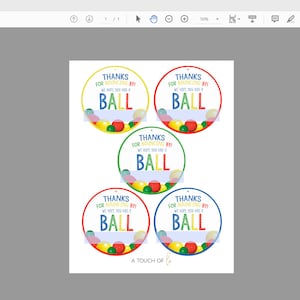 EDITABLE PRINTABLE Ball Party Favor Tags, Editable Ball Party Thank You ...