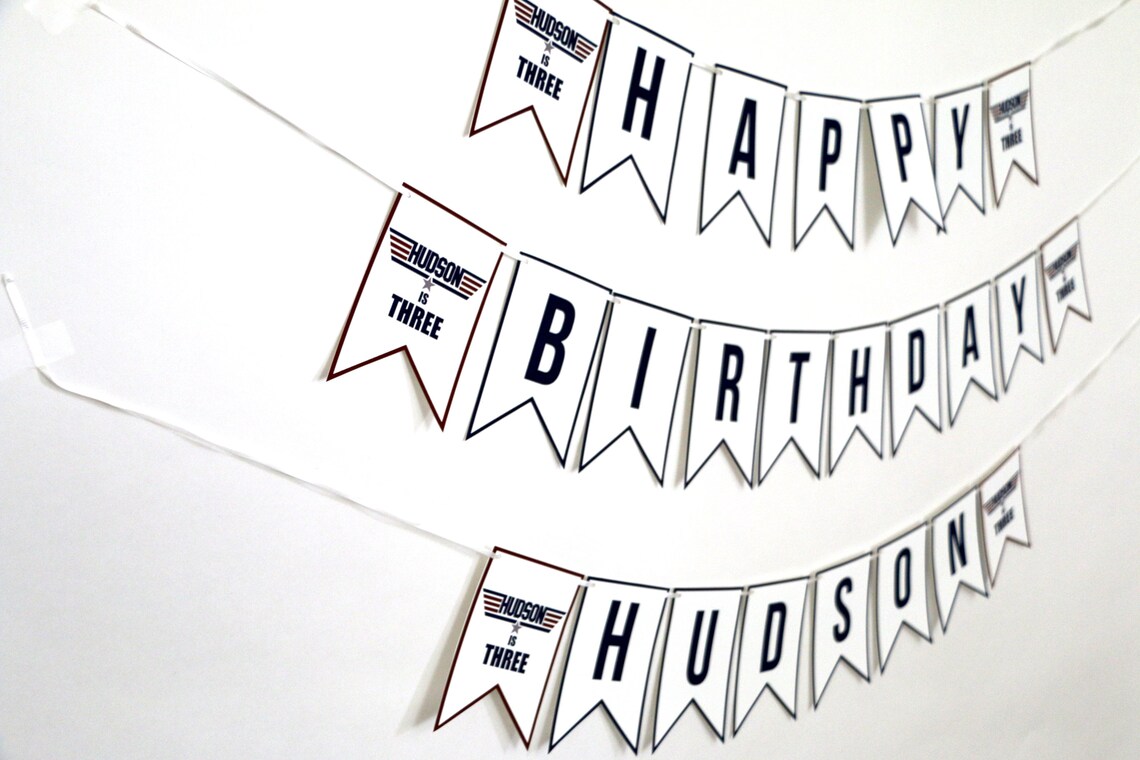 CUSTOMIZED PRINTABLE Top Gun Happy Birthday Banner Custom Etsy