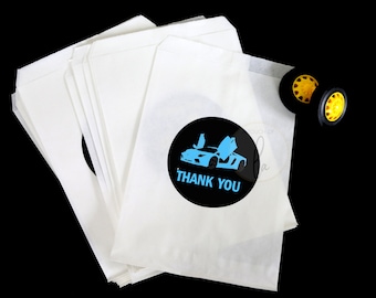 PRINTABLE Blue Supercar "Thank You" Stickers, Digital Blue Car Birthday Party Stickers, Print Blue Hypercar Party Stickers