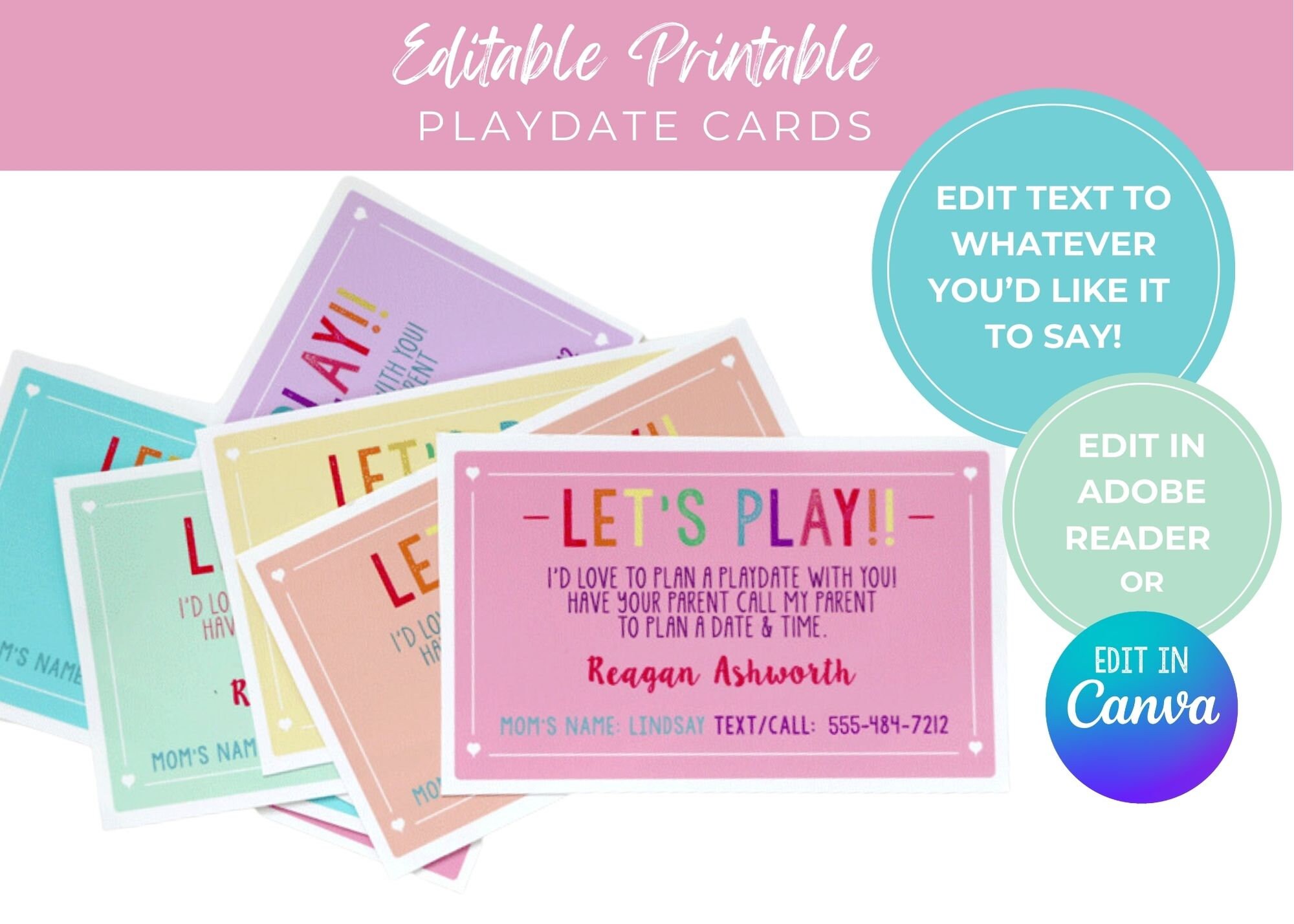 EDITABLE PRINTABLE Girl's Playdate Cards Printable Kid Moving Playdate Cards for Kindergarten Kids Business Cards Mommy Phone Number Cards - Etsy editable-printable-girl-s-playdate-cards-printable-kid-moving-playdate-cards-for-kindergarten-kids-business-cards-mommy-phone-number-cards-etsy