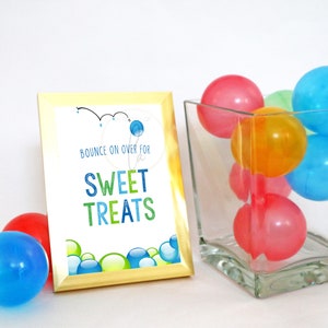 PRINTABLE Green and Blue Ball Party &quot;Sweet Treats&quot; Sign (5 x 7), Ball Birthday Party Treat Sign, Let&#39;s Have a Ball Dessert Table Sign