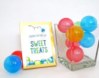 PRINTABLE Green and Blue Ball Party "Sweet Treats" Sign (5 x 7), Ball Birthday Party Treat Sign, Let's Have a Ball Dessert Table Sign