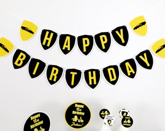 PRINTABLE Yellow Supercar "Happy Birthday" Banner, Digital Yellow Sports Car Party Birthday Banner, Yellow Car Party Happy Birthday Banner