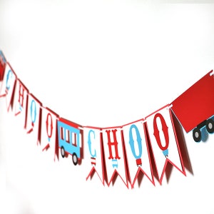 PRINTABLE Train Birthday &quot;Choo Choo&quot; Banner, Train Birthday Banner, Chugga Chugga Choo Choo Birthday Banner, Train Party Banner
