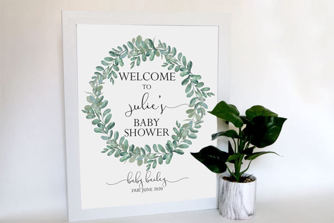 EDITABLE PRINTABLE Greenery Baby Shower Welcome Sign PDF 16 X - Etsy