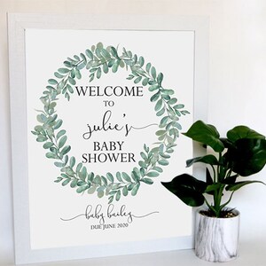 EDITABLE PRINTABLE Greenery Baby Shower Welcome Sign PDF 16 X - Etsy