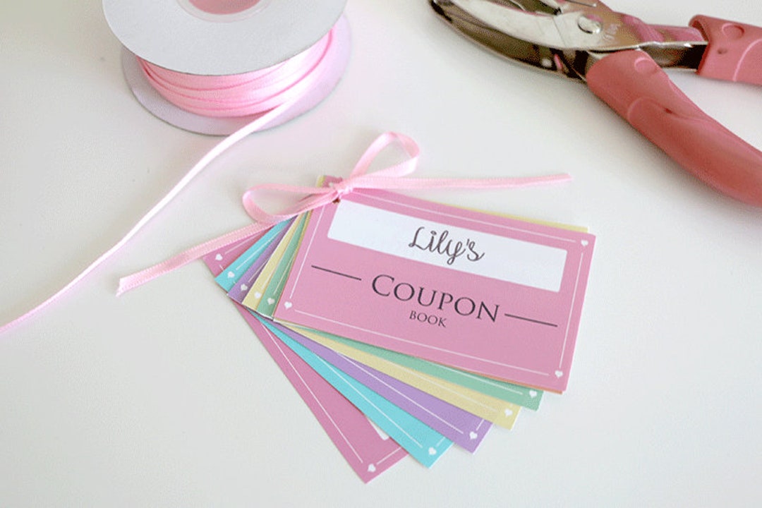 EDITABLE PRINTABLE Rainbow Coupon Book, Printable Coupons for Girl's