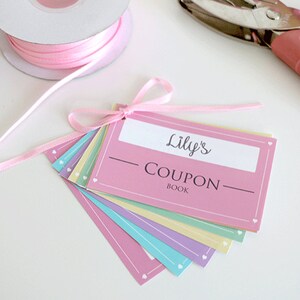 EDITABLE PRINTABLE Rainbow Coupon Book, Printable Coupons for Girl's ...