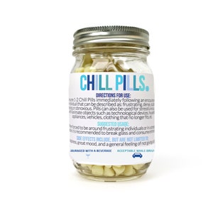 PRINTABLE Blue Chill Pill Labels (3 x 5), Chill Pill Jar Labels for Guys, Men&#39;s Chill Pill DIY Gift Ideas, Mason Jar Gifts Label
