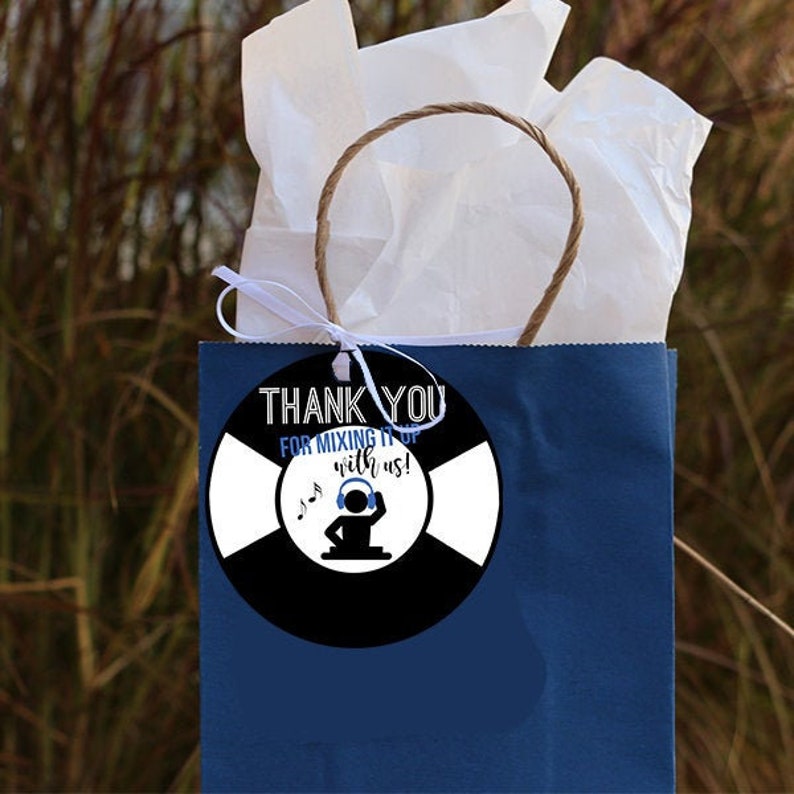 PRINTABLE Blue DJ Party Favor Tags Music Party Favor Tags Etsy
