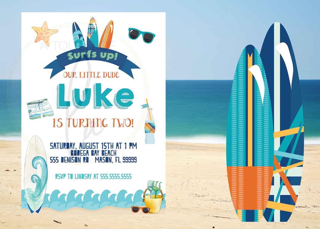 EDITABLE PRINTABLE Surf Party Birthday Invitation Surfer - Etsy