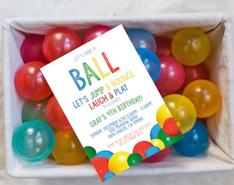EDITABLE PRINTABLE Ball Birthday Party Invitation, Editable Ball Party Invitation pdf, Print Custom Let's Have A Ball Party Invitation