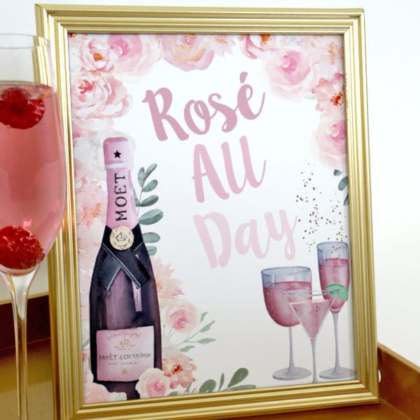 PRINTABLE Rosé All Day Sign (8 x 10), Rosé All Day Party Supplies, Rosé All Day Shower Decor, Rosé Bridal Shower Theme