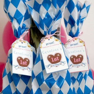 EDITABLE PRINTBLE Pink and Blue Oktoberfest Party Favor Tags, Pretty Oktoberfest Favors, Pink Oktoberfest Decorations, Oktoberfest Favors