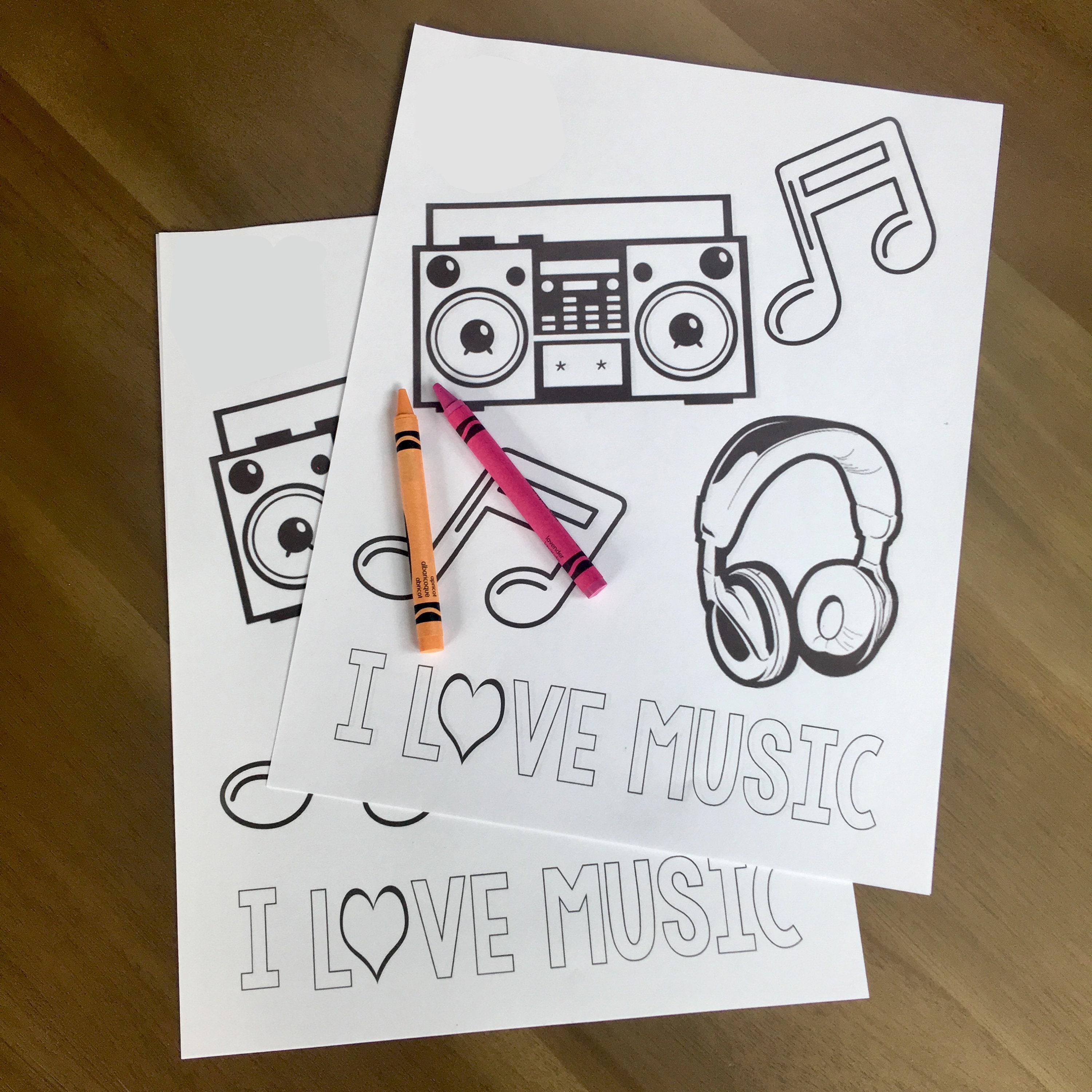 I Love Music Coloring Page Dj Party Coloring Page Music Etsy