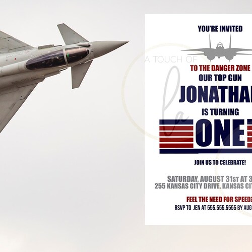 EDITABLE PRINTABLE 1 Year Old Fighter Jet Invitation 5 X 7 Etsy