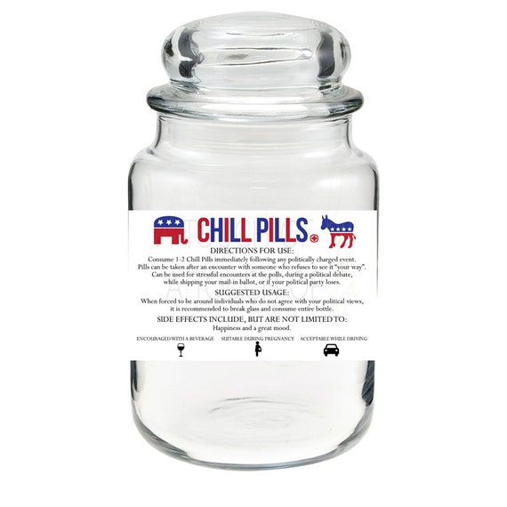 PRINTABLE Election Chill Pill Labels Chill Pill Jar Labels - Etsy