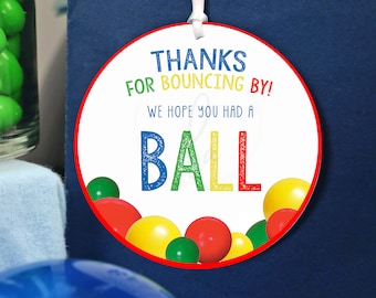 AFDRUKBARE Ball Party Favor Tags, Let's Have a Ball Thank You Tags, It's a Ball to Be One Favors, It's a Ball to be Two Thank You Tags