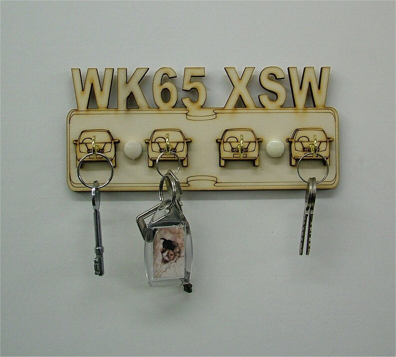 Wooden Key Holder Car Number Plate Personalised Key Hanger Key Holder