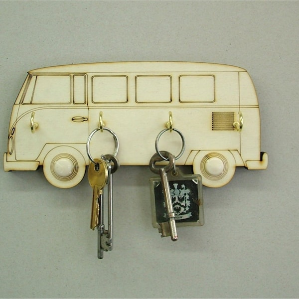 Wooden Key Holder Volkswagon Camper Van, 4 Key Hook Key Hanger, Wedding / Birthday Gift