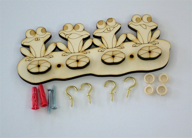 Wooden Key Holder 4 Frogs Key Holder 4 Key Brass Coloured Etsy UK
