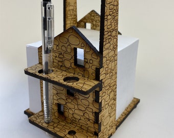 Cornish Engine House, Cube Memo Pad Holder Square Paper 90mm x 90mm and Pens 1a