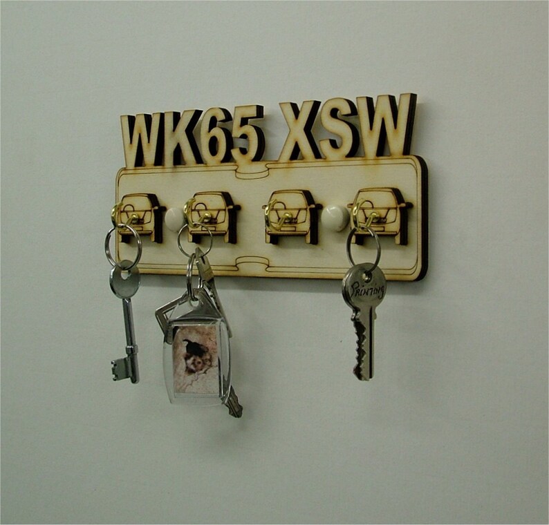 Wooden Key Holder Car Number Plate Personalised Key Hanger Key Holder